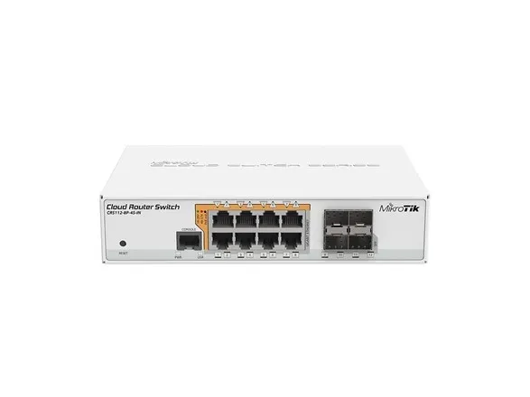 MikroTik Cloud Router Switch CRS112-8P-4S-IN - Switch - L3 - Administreret - 8 x 10/100/1000 (PoE)   4 x SFP - desktop, monterbar på stativ - PoE  - DC-strøm