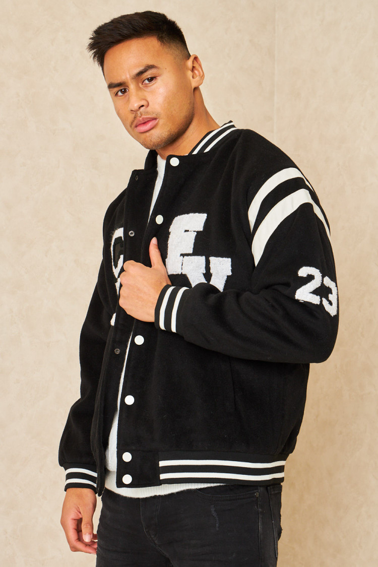 Bomber noir à inscriptions 