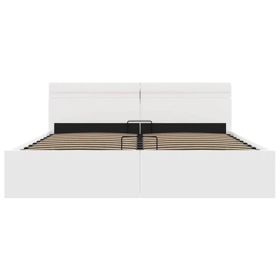 vidaXL - LED bed met opbergruimte - Hydraulisch - Wit - Kunstleer - 180x200 cm