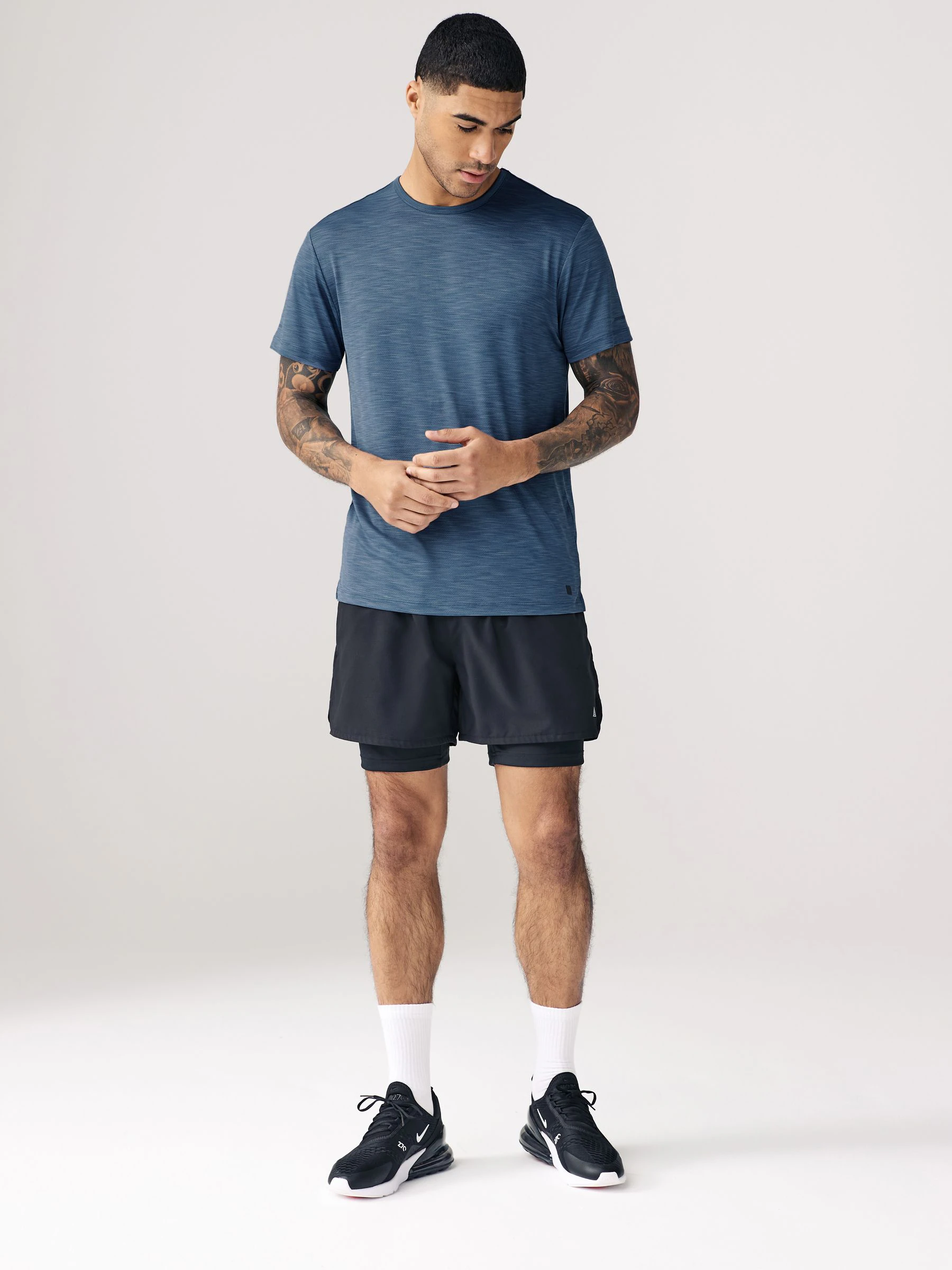 Staalblauw - T-shirt met korte mouwen - Active Gym Trainingstop