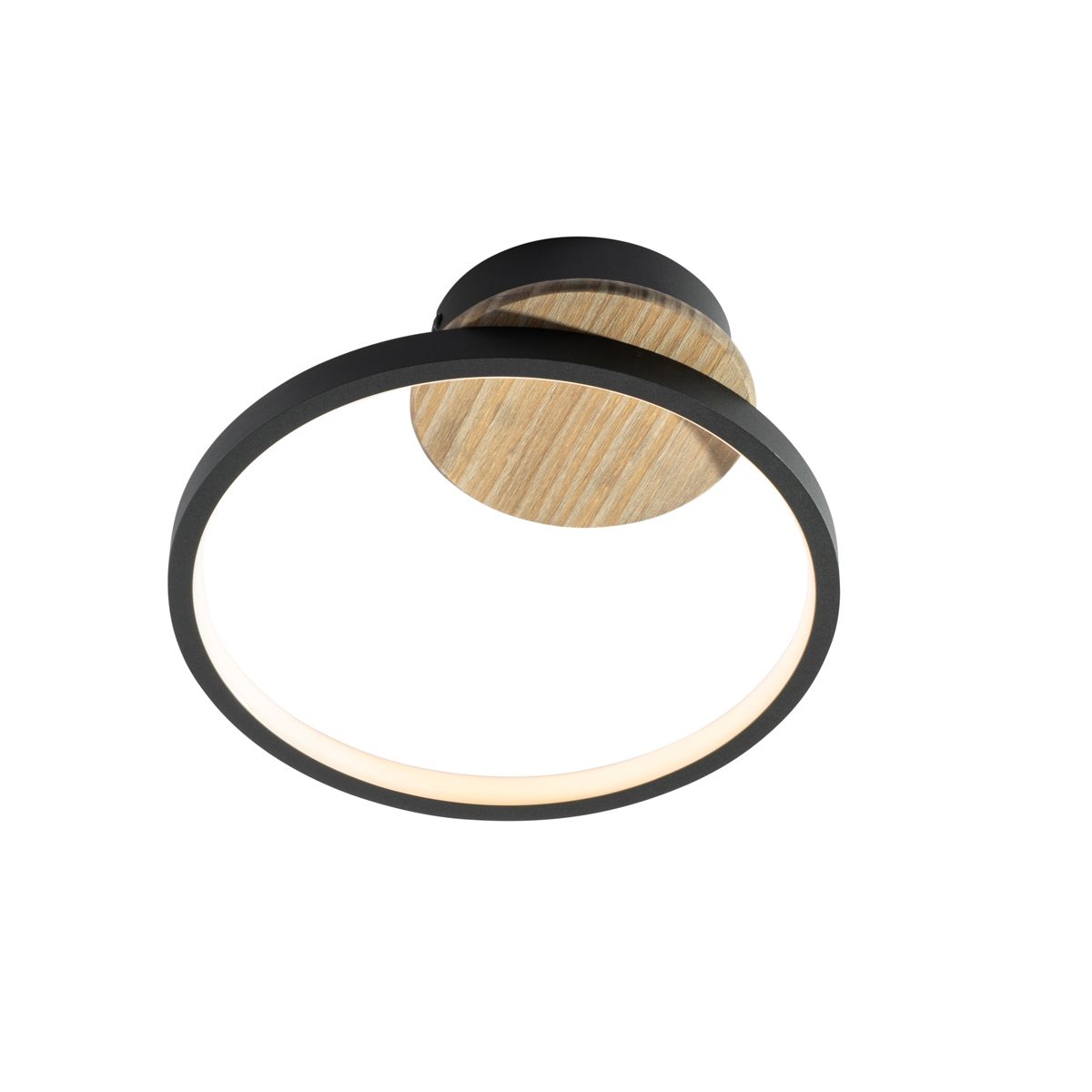 Moderne plafondlamp zwart met hout incl. LED 3-staps dimbaar - Alec