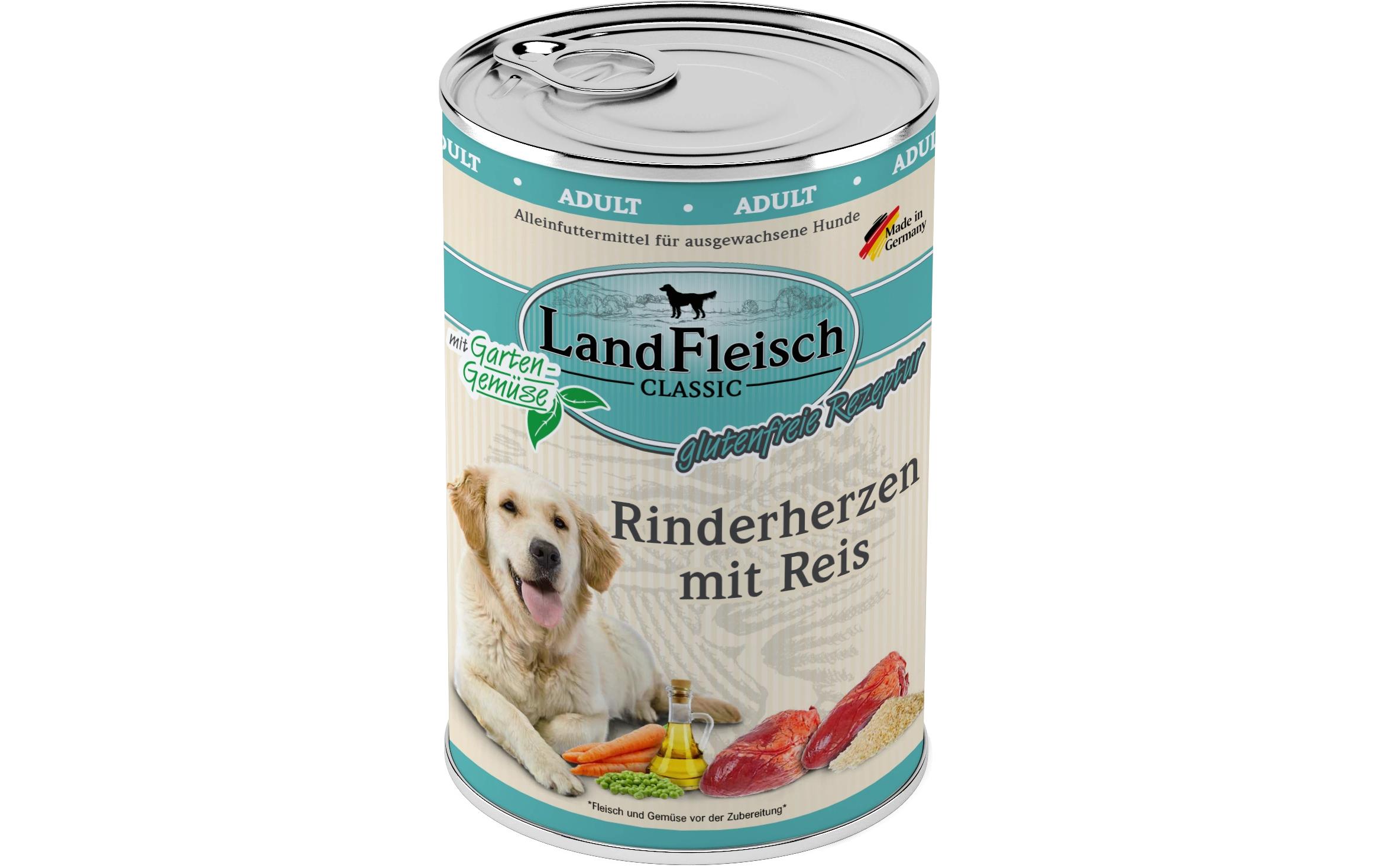 Nassfutter Classic Rinderherzen mit Reis, 6 x 400 gHochwertiges Nassfutter für ausgewachsene Hunde