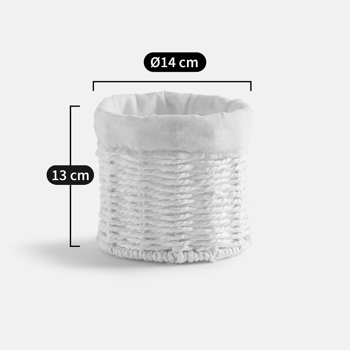 LA REDOUTE INTERIEURS<br>Cesta redonda de papel e tecido trançados, Papeli