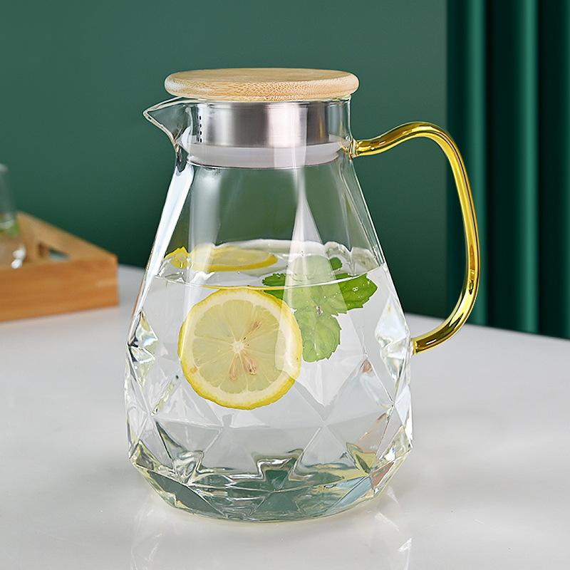 (2.2l) Glas Karaffe Trink Krug Wasser / Ice Tea / Tee Kanne mit Sieb   Deckel