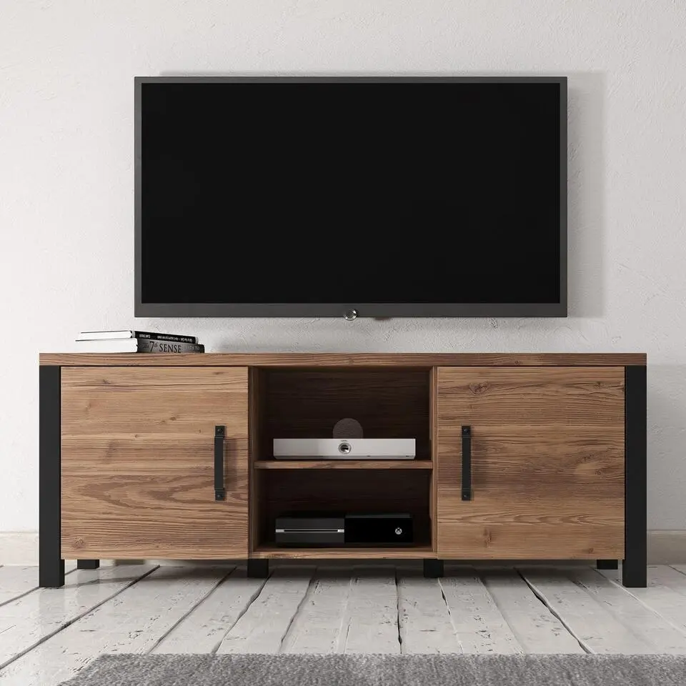 Meubella - TV-Meubel Olivia - Zwart - Eiken - 147 cm