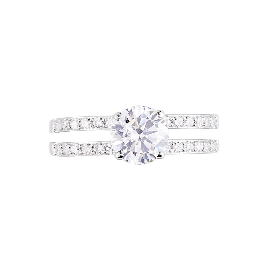 Bague Solitaire Cesarine Or Blanc Oxyde De Zirconium