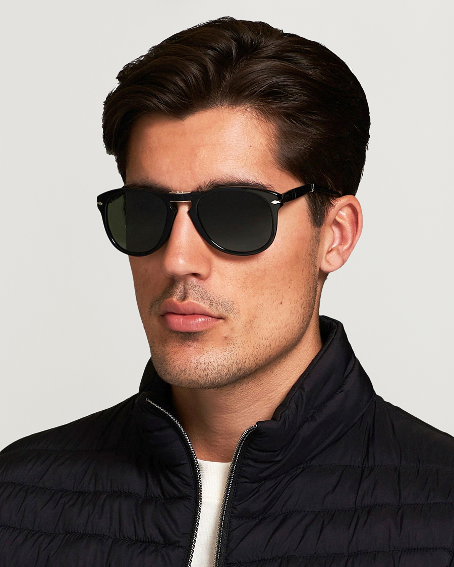 Persol 0PO0714 Folding Sunglasses Black/Crystal Green