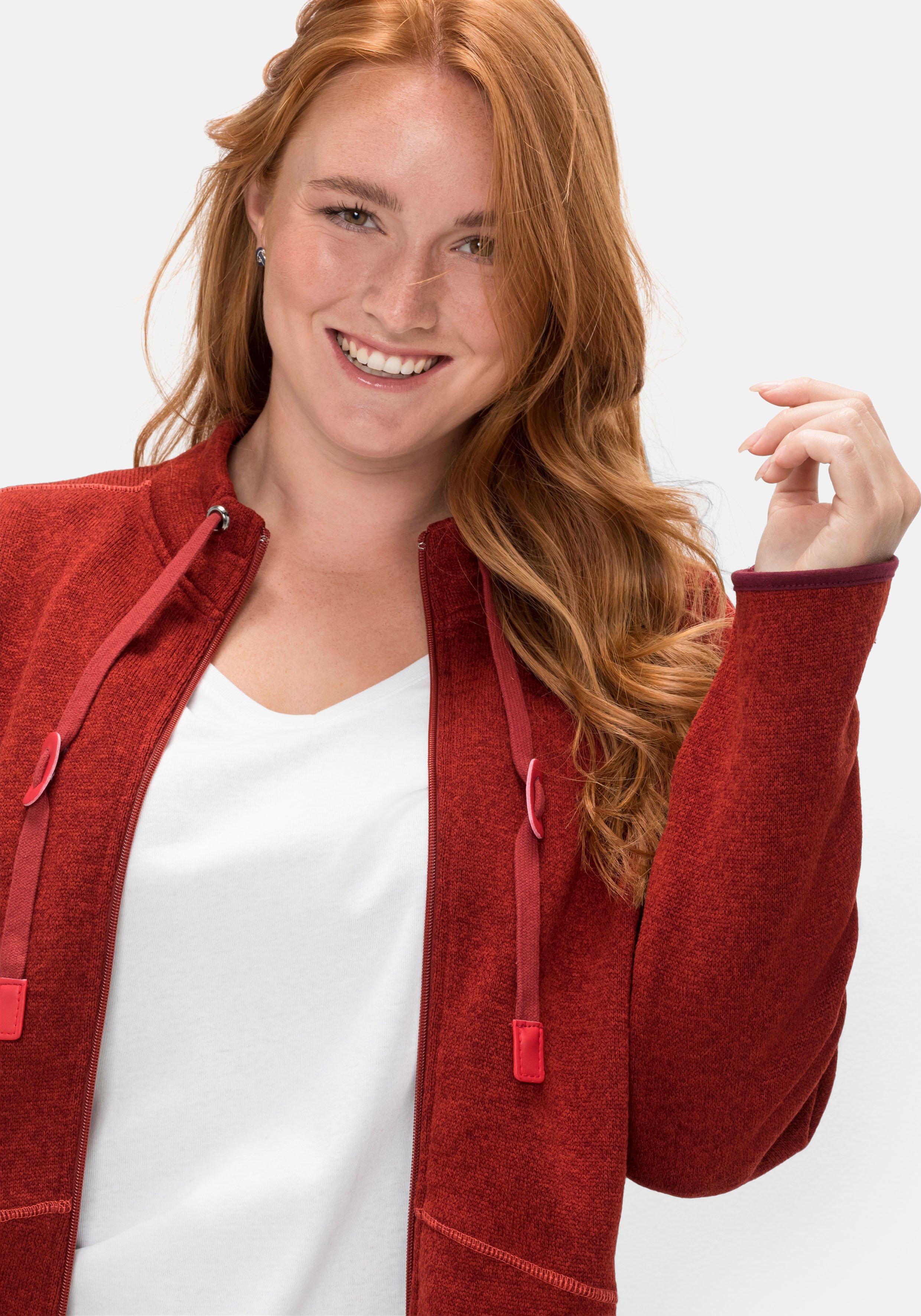 Strickfleecejacke mit Stehkragen