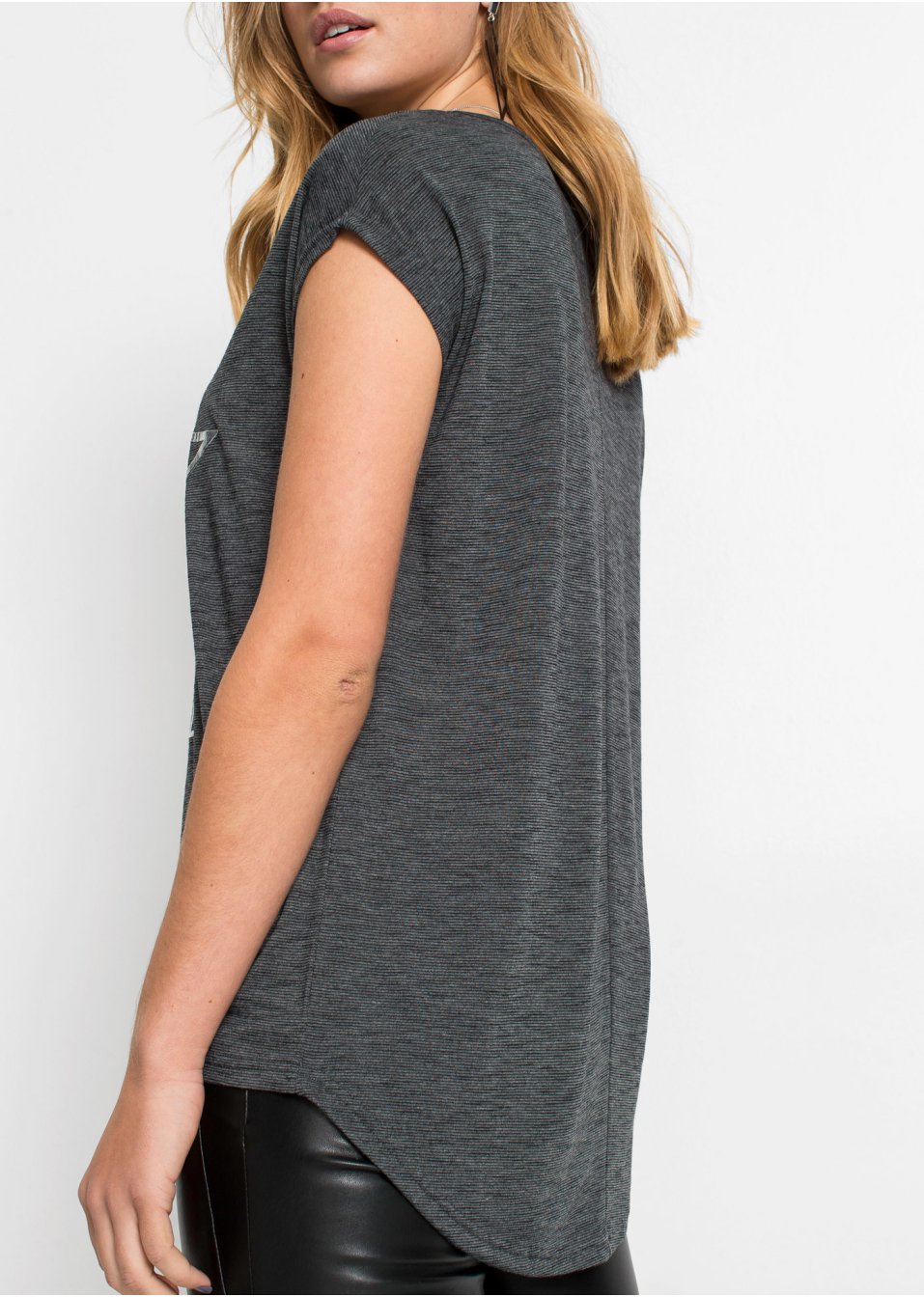 T-shirt long à imprimé argenté