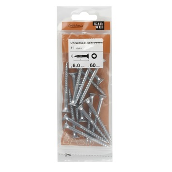 KARWEI unischroef platkop verzinkt 6x60 mm (15 stuks)