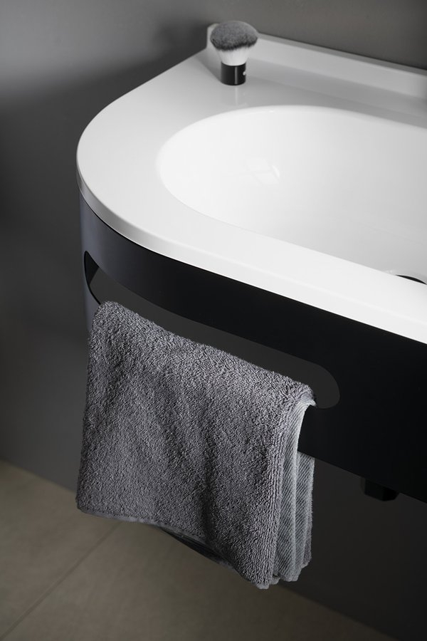 Sapho Pulse wastafel console mat zwart rechts 74.5x44.5cm
