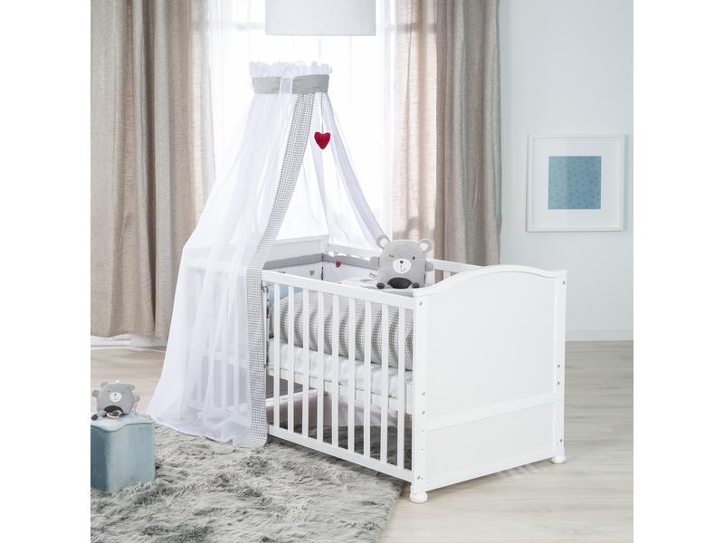 roba Babybett Komplettset Adam & Eule weiss 70 x 140 cm Kombi-Kinderbett umbaubar