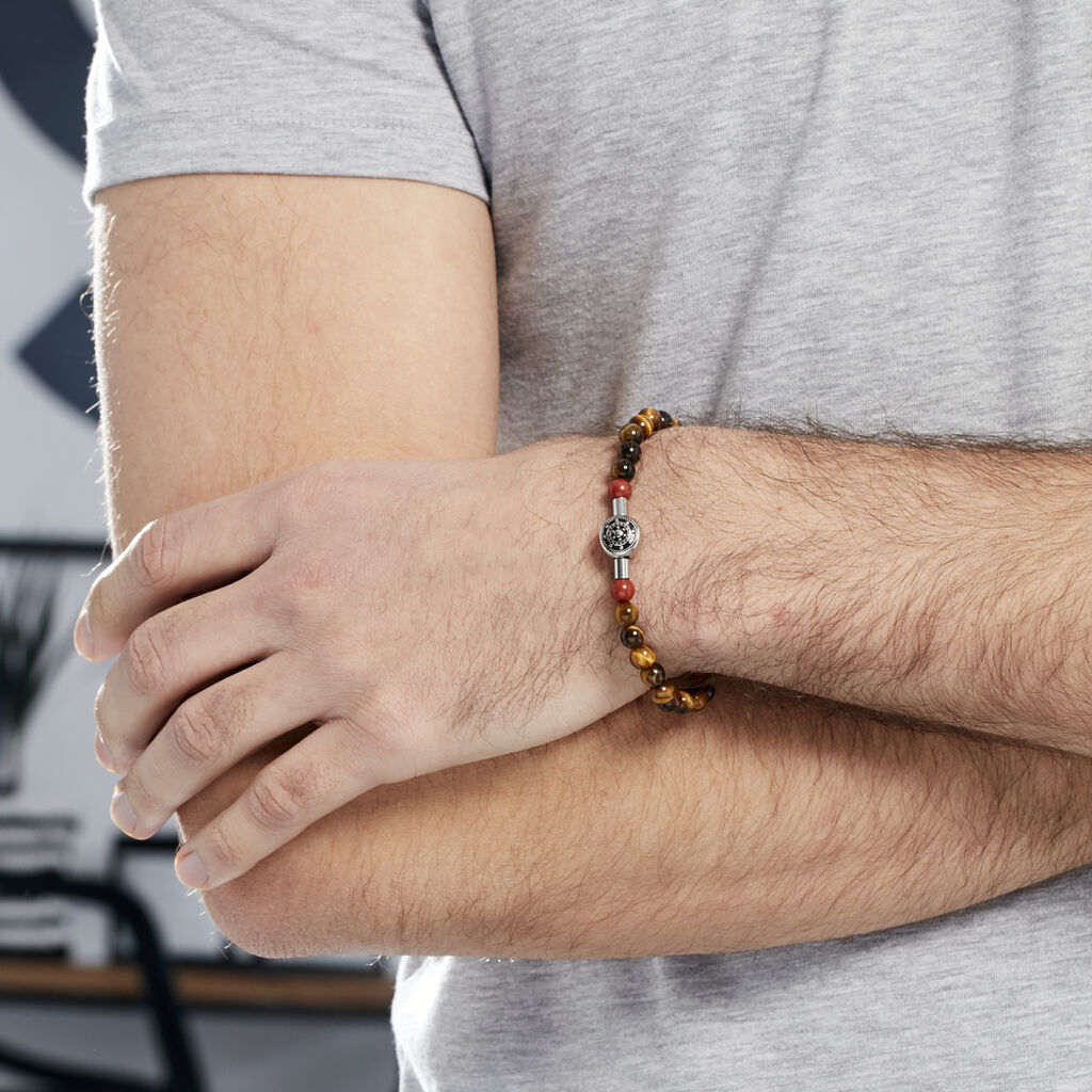 Bracelet Houria Acier Blanc Pierre De Synthese Et Olivine