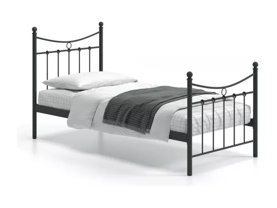 Lit 1 place métal noir 90x200 SENCHA style contemporain.