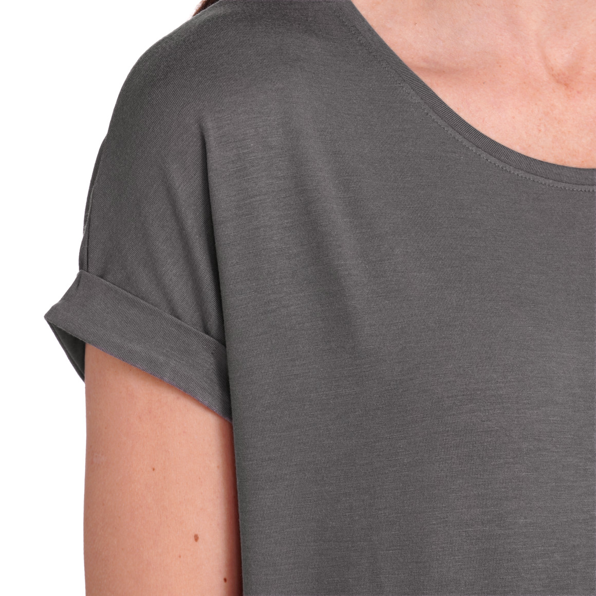 Gina Benotti Damen T-Shirt mit fixierten Turn-ups grau