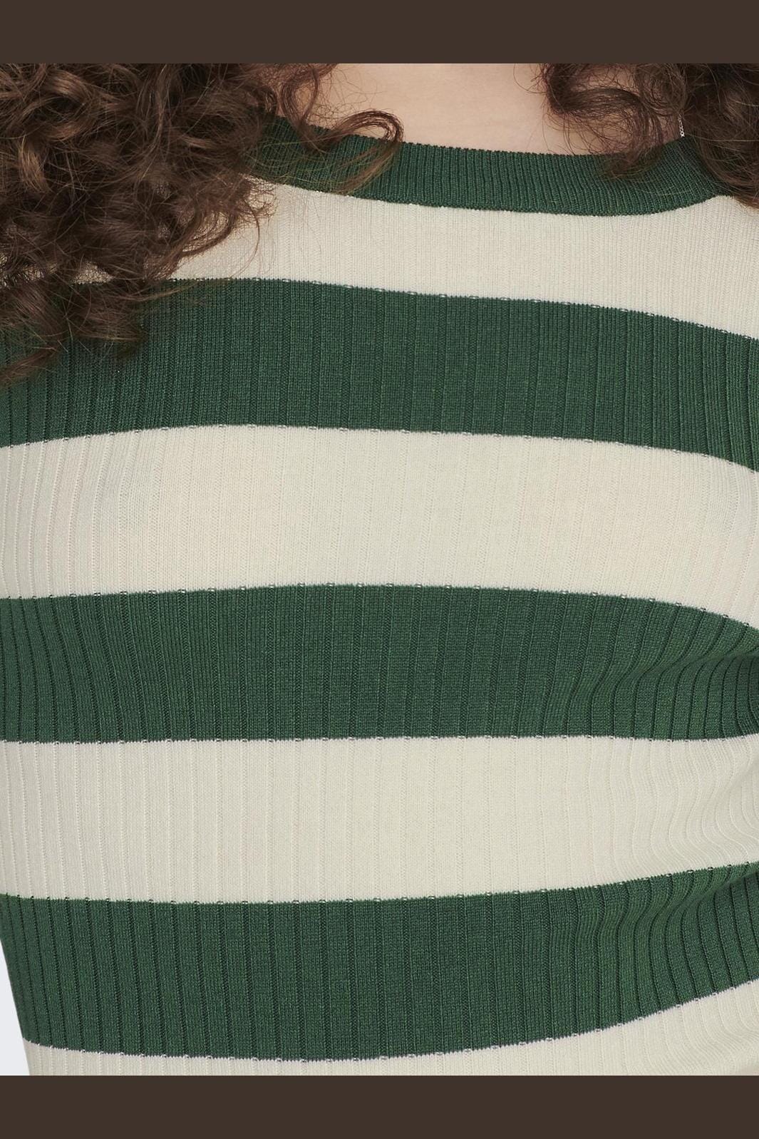 JDY JDYplum L/S O-Neck Pullover Knt 4071732 trekking green w eggnog stripes