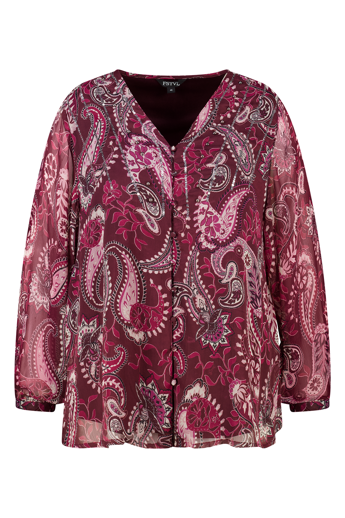 Sheer blouse met paisley print Multi Pink