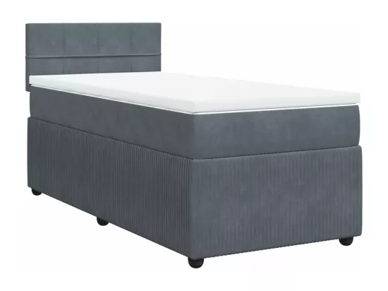Sommier à lattes de lit et matelas Gris foncé 90x190 cm Velours