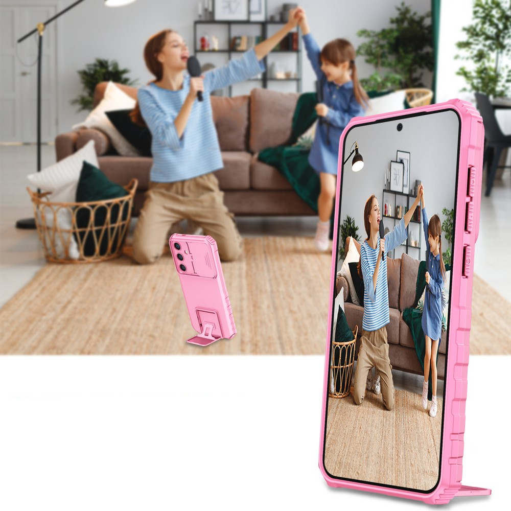 Samsung Galaxy S24 Hybrid Outdoor Hardcase Hülle mit Cam-Slider   Kickstand - Rosa (Matt)