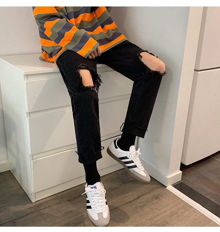 POSI - Versleten cropped straight leg jeans
