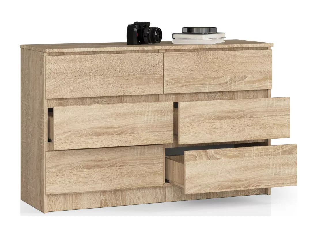 Commode AKORD K120 Chêne Sonoma 120 cm 6 tiroirs façade Chêne Sonoma 120x40x77 cm