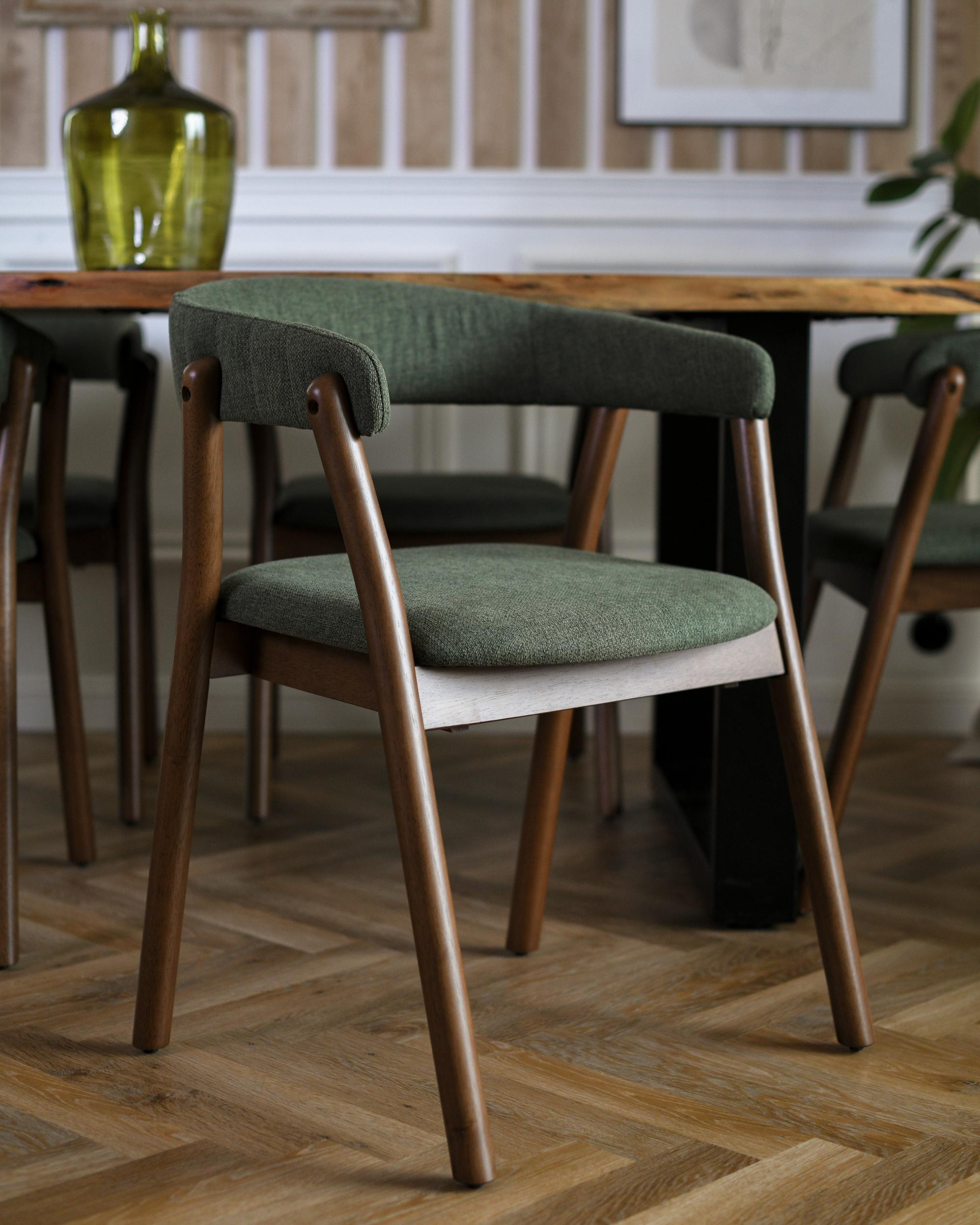 Set van 2 eetkamerstoelen MYLO Stof Donkerbruin/groen