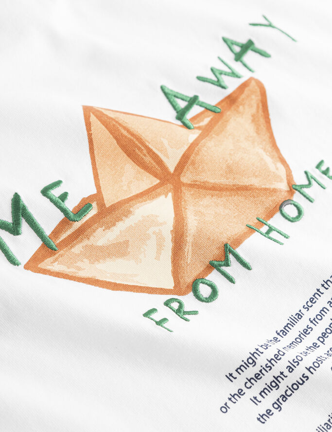 Forét ABODE EMBROIDERY T-SHIRT White/green