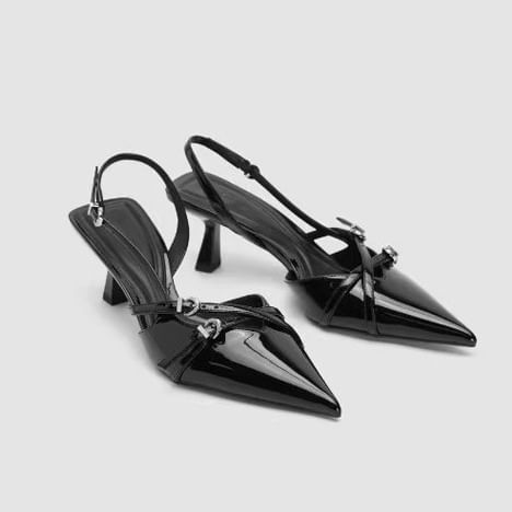 Terute - Kitten Heel Plain Pointed Mules