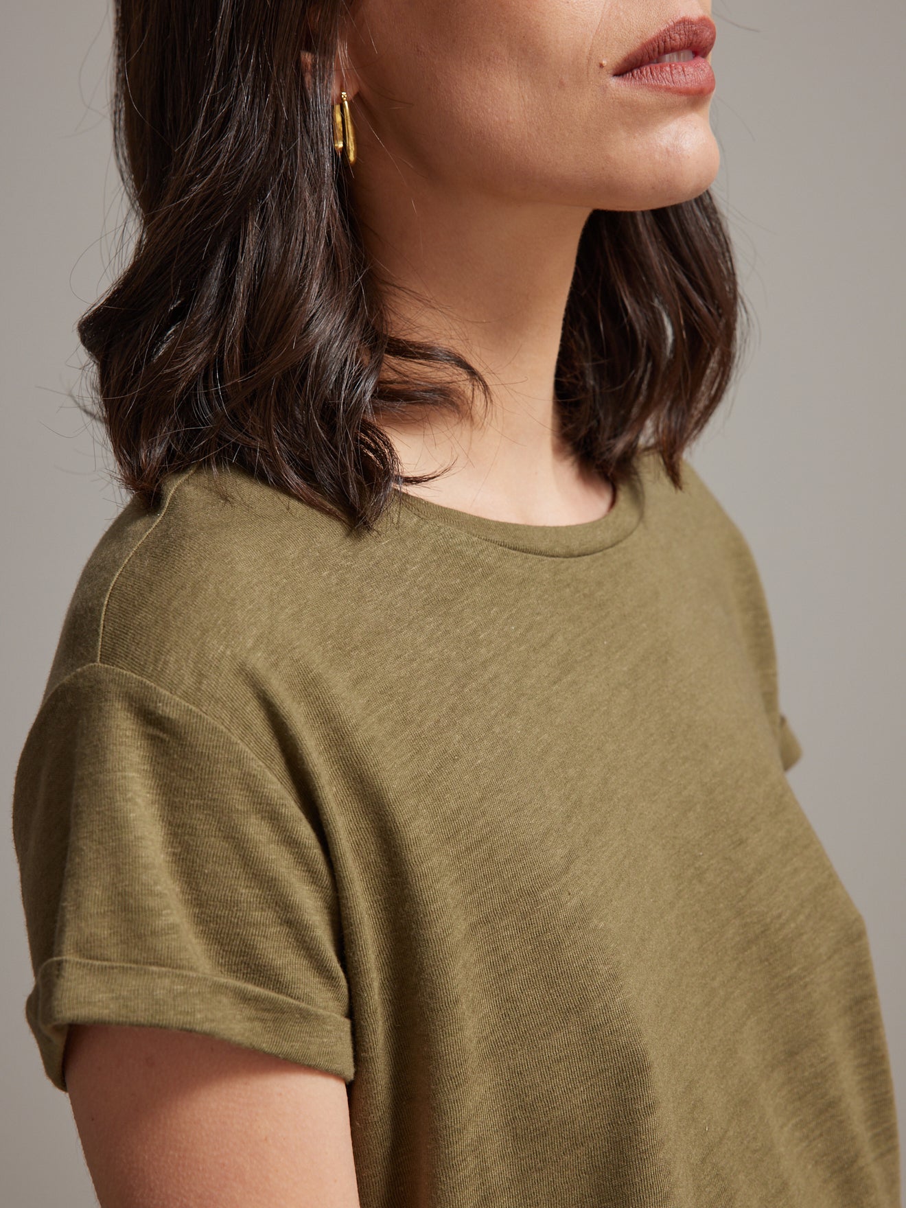 T-shirt col rond femme lin et viscose