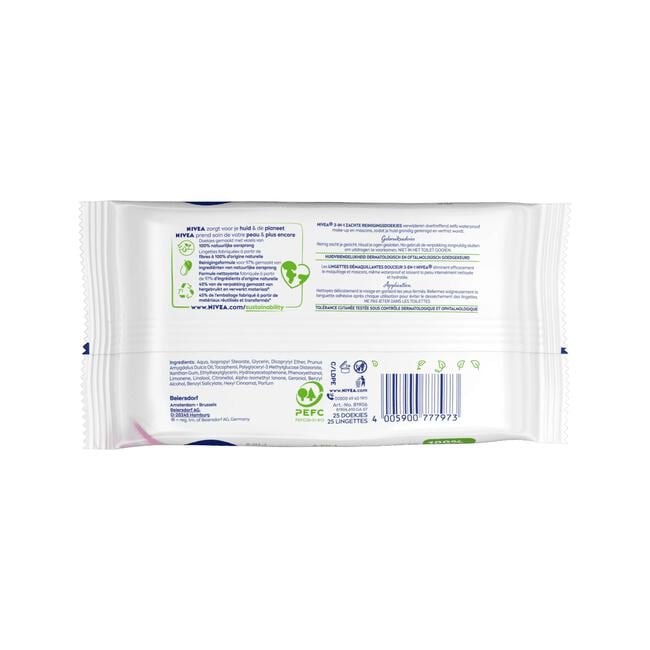NIVEA 3-in-1 Reinigingsdoekjes Droge Huid 25 stuks