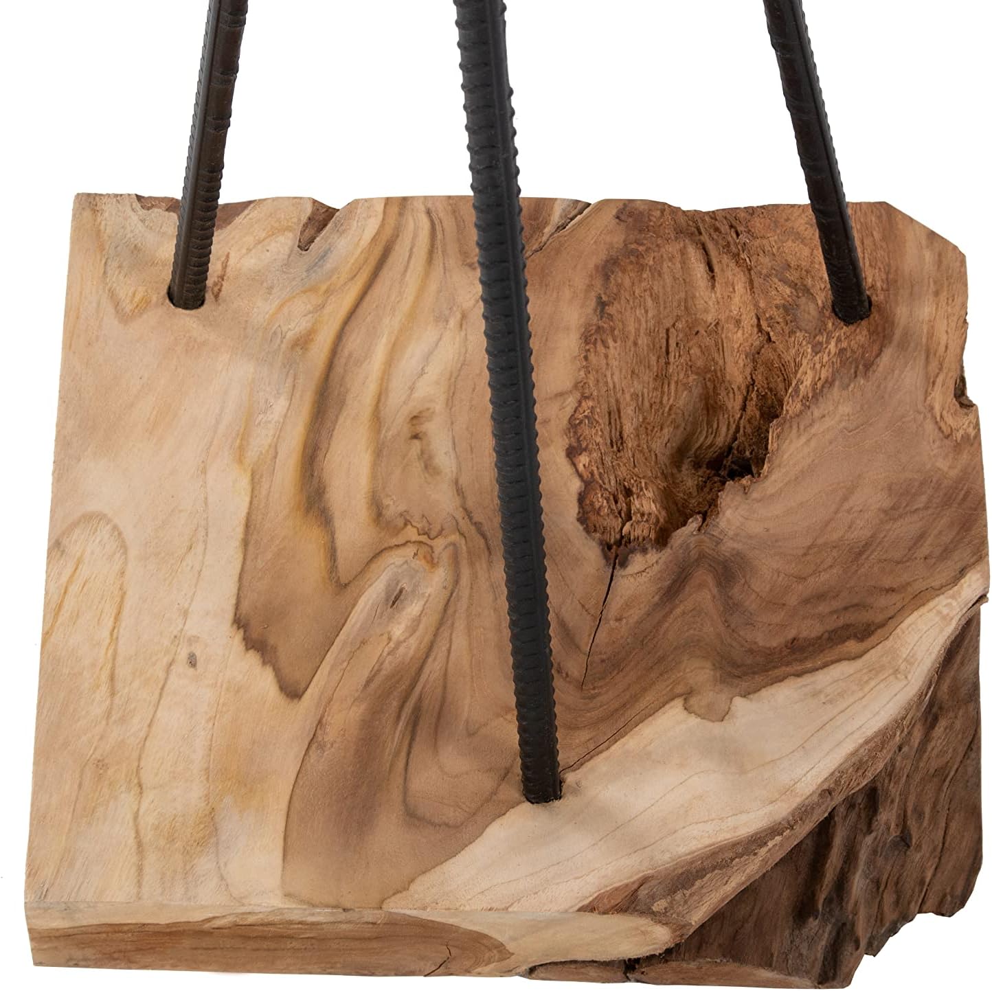 SAM Garderobe Zalacca aus Teakholz, naturbelassen, Garderobenständer aus massivem Wurzelholz, Kleiderständer mit Metallstangengestell, 37 x 32 x 185 cm