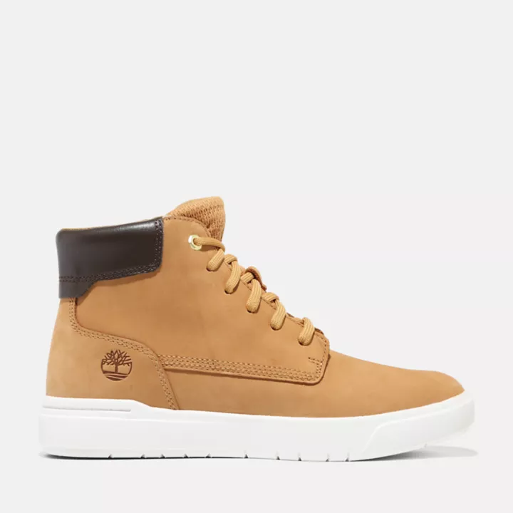 Bota infantil Seneca Bay de 15 cm com zíper lateral, na cor amarela.