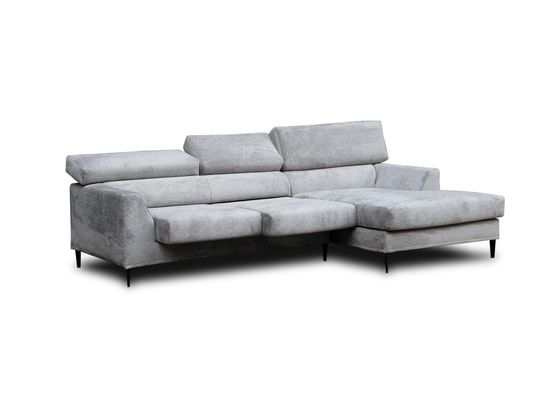 CITY - Canapé tissu Colmar angle droit assise coulissante gris foncé