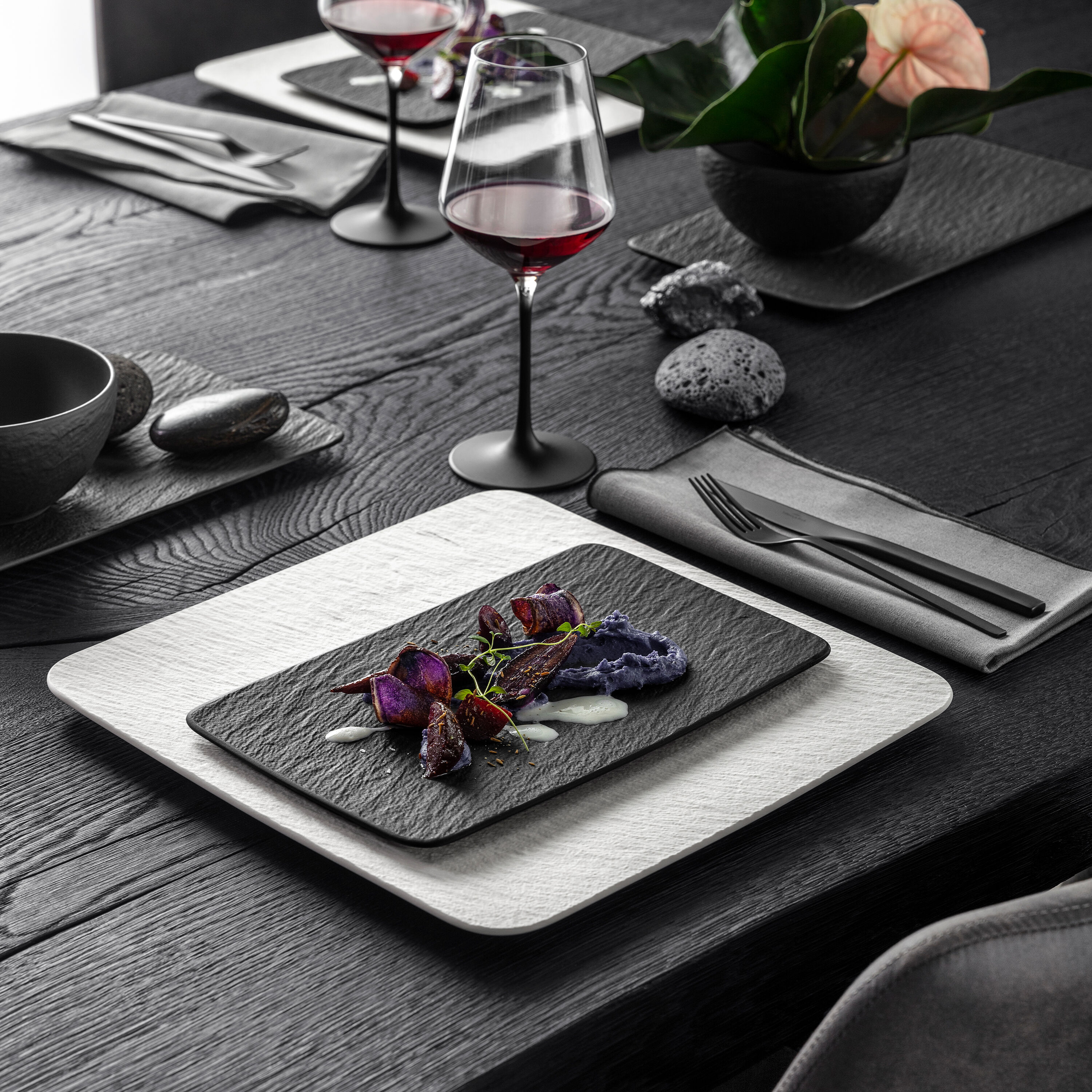 Manufacture Serving tray Black, 11.1'' x 6.7'', Premium Porcelain