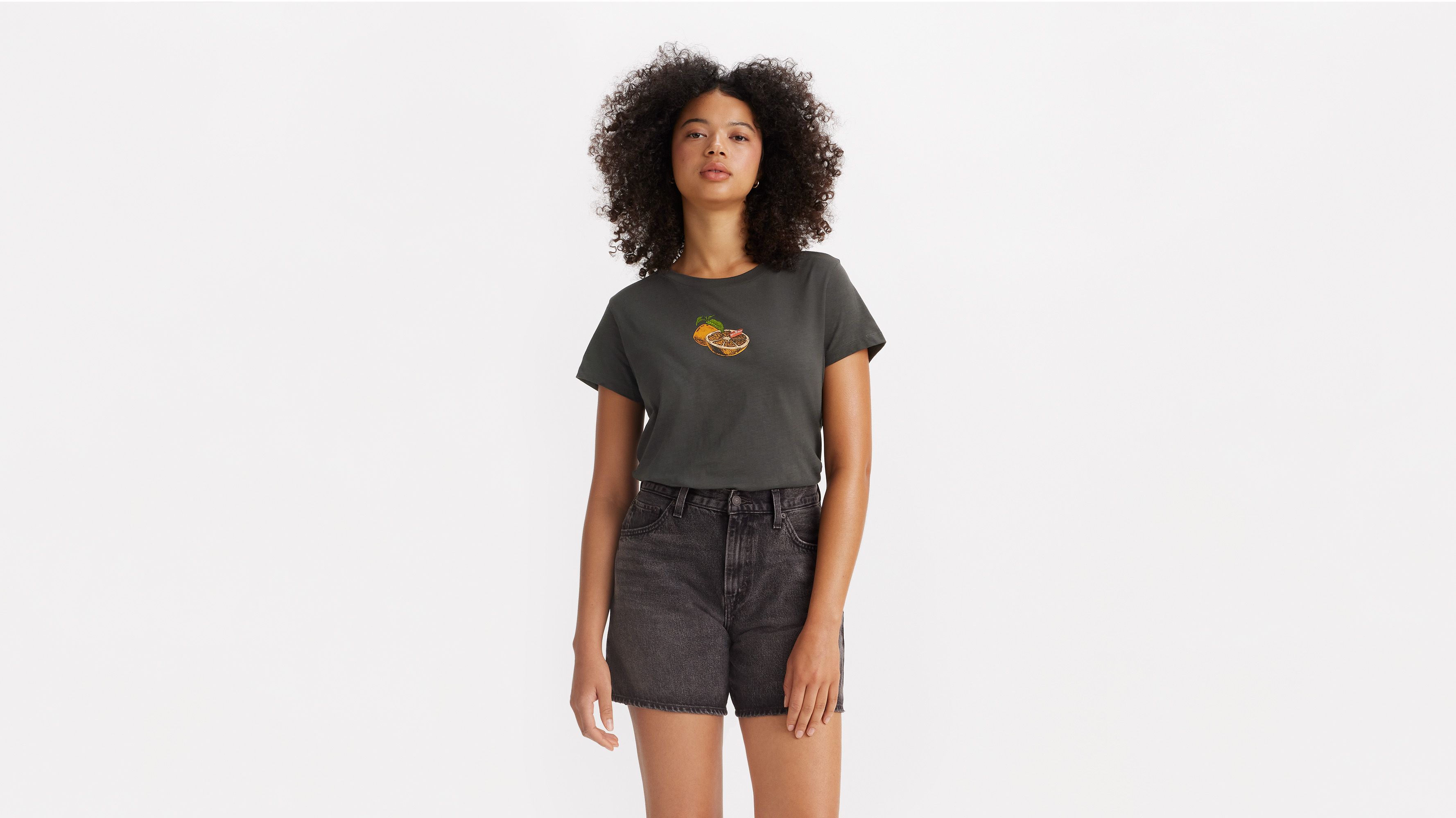 T-shirt graphique Boxy - Tab Orange Pirate Black - Noir