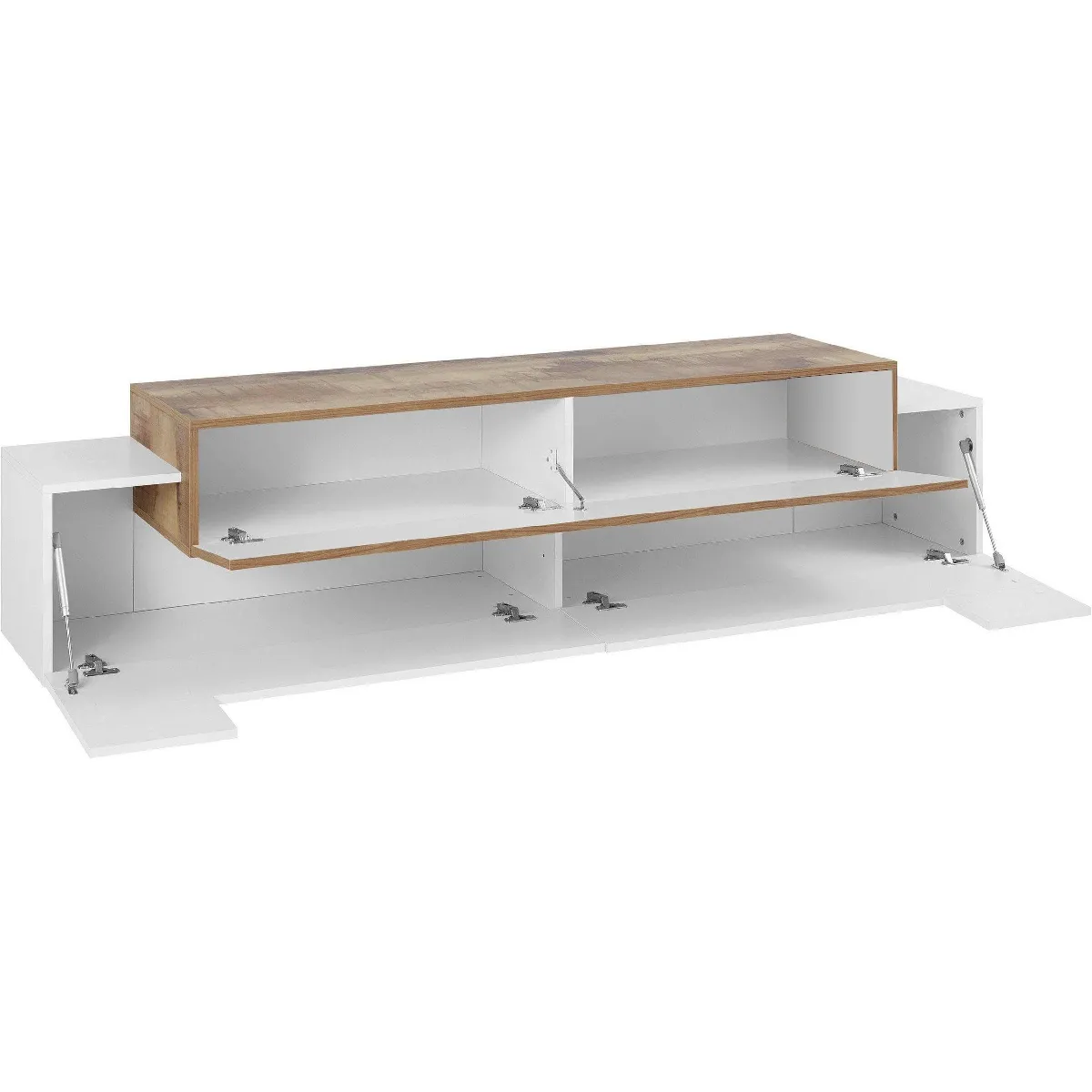Alter Meuble TV - Blanc brillant/érable