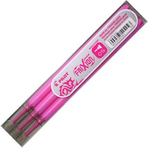 Recharge roller pilot frixion point pointe aiguille 0.3mm encre effaçable coloris rose set de 3 unités