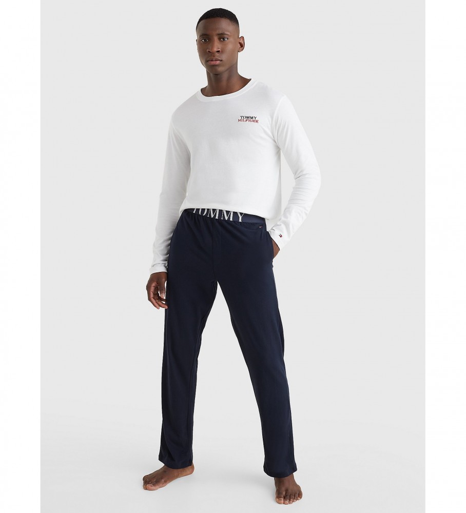 Pijama Tommy Hilfiger Ultra Soft, branco e azul marinho