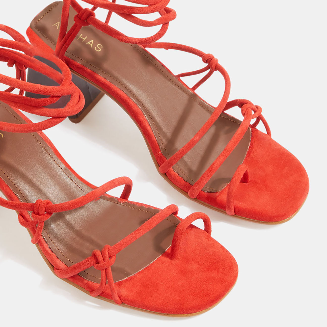 Alohas Sandales en Velours de Cuir Cuir Goldie rouge orangé - Talon 7 cm