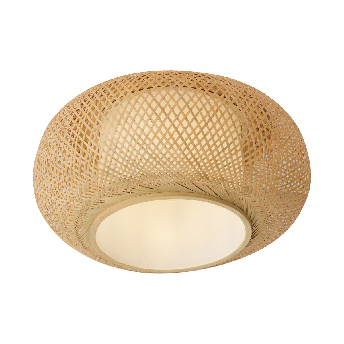 Japandi plafondlamp bamboe met witte binnenkant - Liva