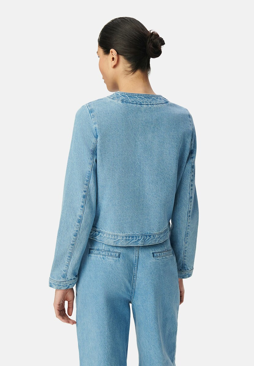 Jaqueta jeans IKKS com gola redonda e mangas compridas