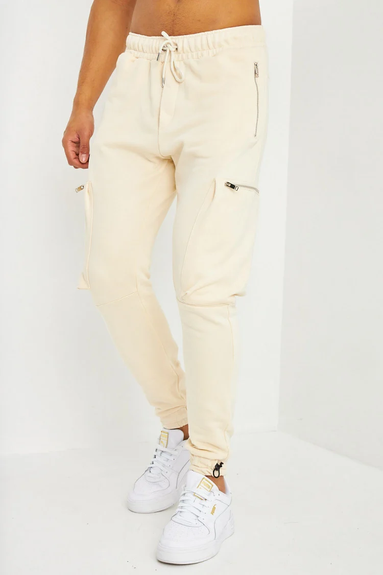 Pantalon de jogging beige à poches cargo