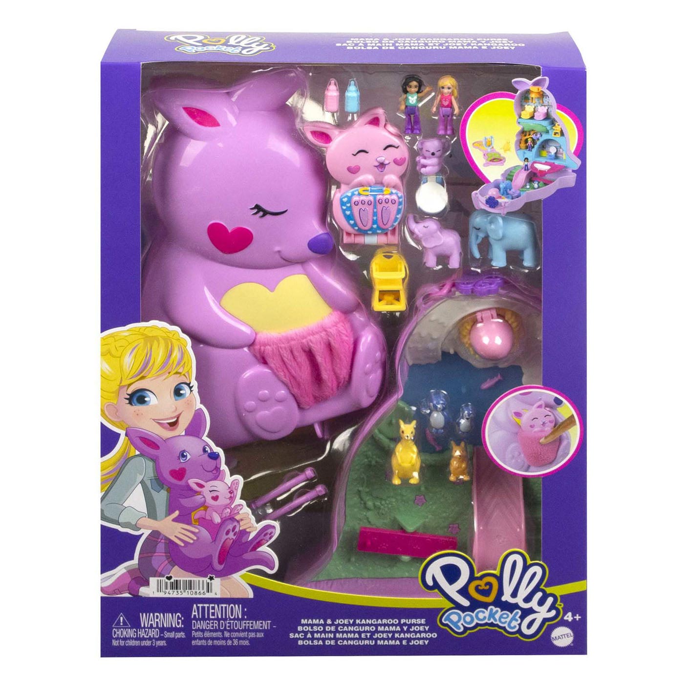 Polly Pocket Mama en Joey Kangoeroe Tas Speelset