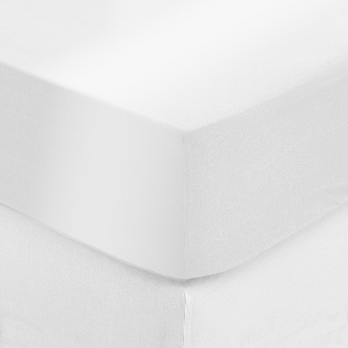 DRAP HOUSSE SATIN DE COTON BLANC 160X200CM