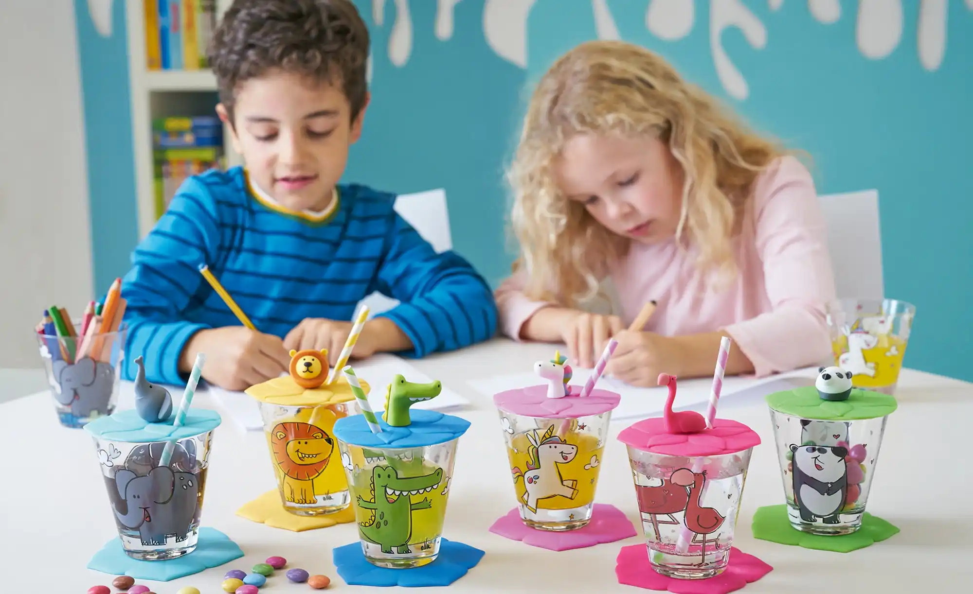 LEONARDO Kinder Trink - Set 9-tlg. Löwe / Krokodil / Elefant Bambini
