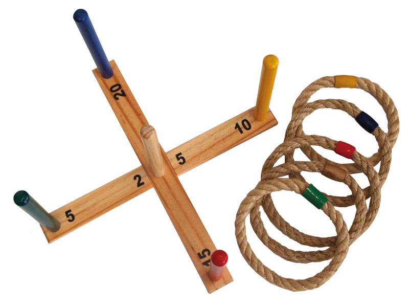 Schildkröt Funsports Wurfspiel Ringwurfspiel Aus Holz mit 5 Seilwurfringen