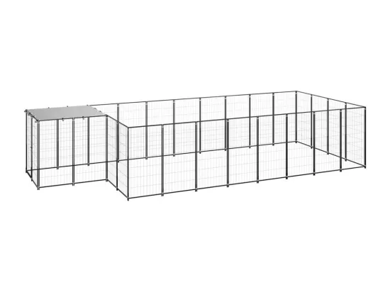 Chenil extérieur cage enclos noire 550 x 220 x 110 cm 02_0000486