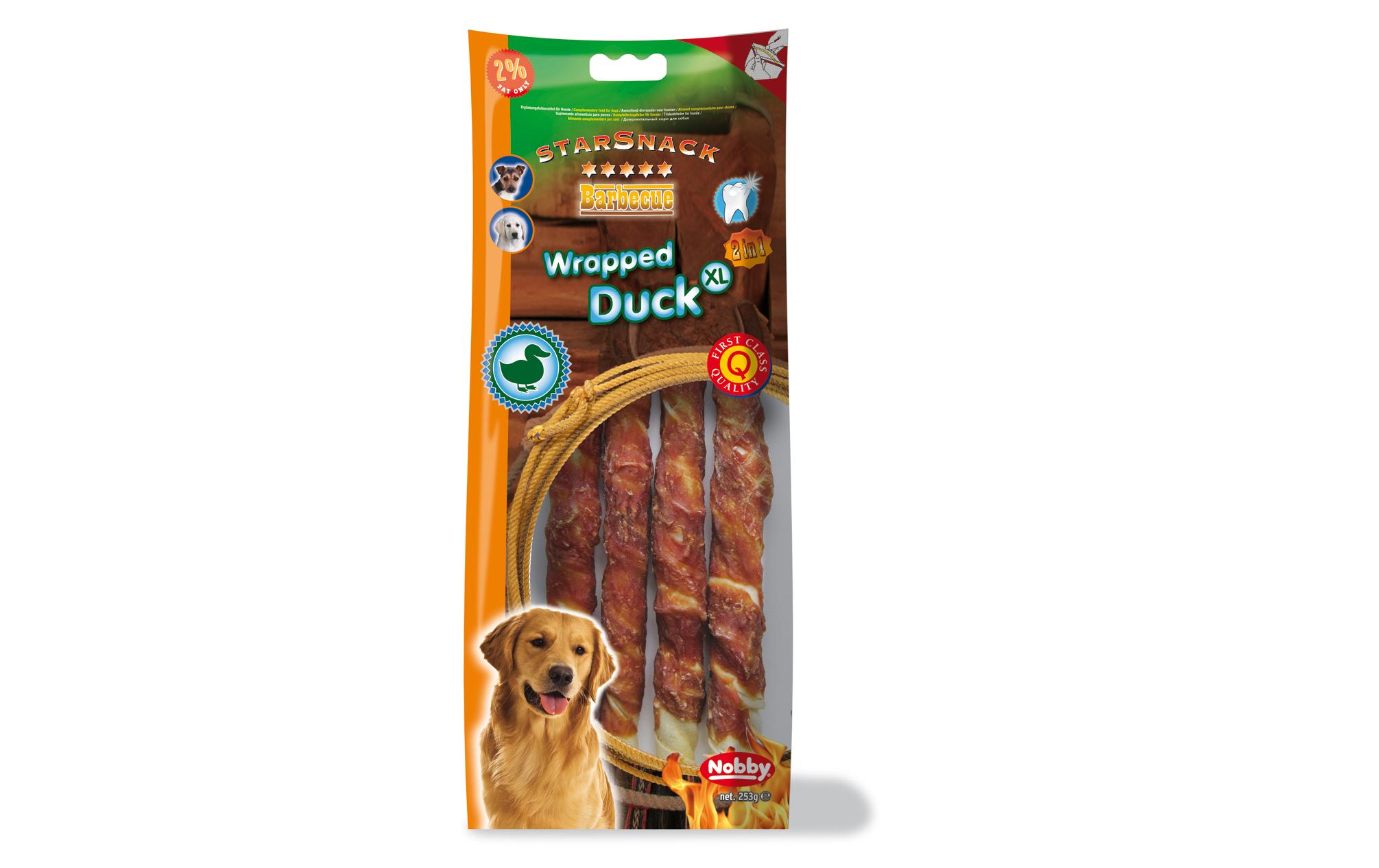 Kausnack StarSnack Barbecue Wrapped Duck XL, 253 gKauspass für Hunde