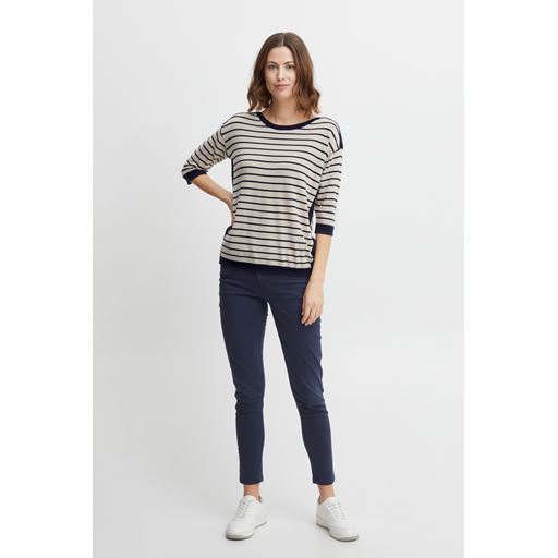 Fransa Stribet Strikbluse, Navy Blazer Mix, XL