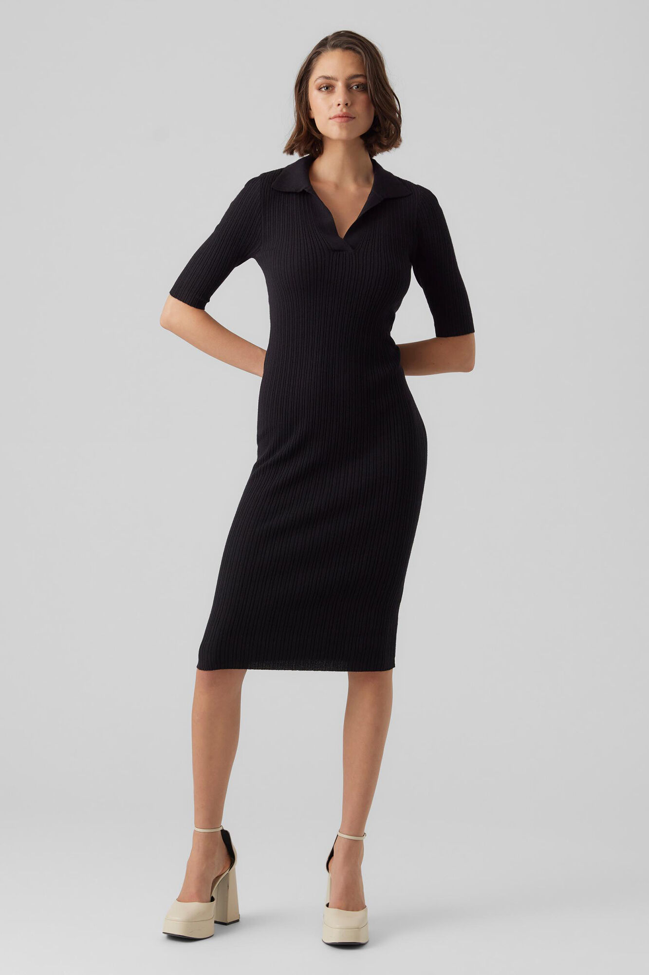 Vestido polo midi - Preto